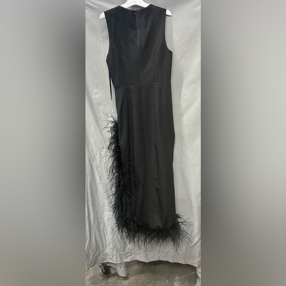 Mac Duggal 11626 NWT SLEEVELESS FAUX WRAP DRESS WITH FEATHER DETAIL - Picture 5 of 6